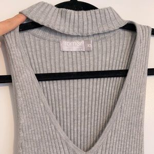 Grey Ribbed Mini dress - with cutout in front